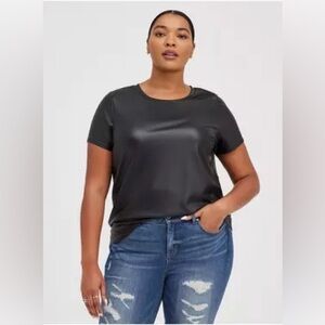 Torrid Black Leatherette Short Sleeve Women's Tee